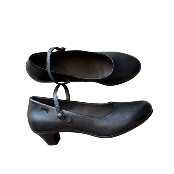 Camper - Helena Black Leather Shoes Heels with Strap Sz 38 - Picture 1 of 9